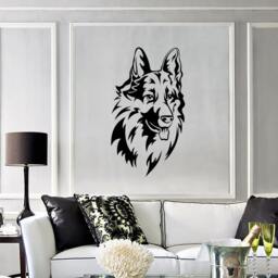 Wall Vinyl Decal Dog Face Snout German Shepherd Breed Fluffy Home Pets Modern Decor - #1133De - thumbnail 3