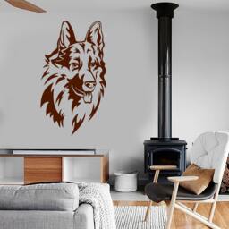 Wall Vinyl Decal Dog Face Snout German Shepherd Breed Fluffy Home Pets Modern Decor - #1133De - thumbnail 2
