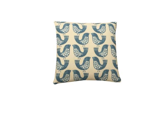 Iliv Scandinavian Birds in Capri Blue Linen Home Accessories Throw Cushion Cover/Sham Pillowcase - image 1