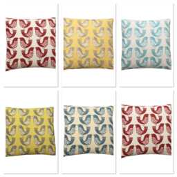 Iliv Scandinavian Birds in Capri Blue Linen Home Accessories Throw Cushion Cover/Sham Pillowcase - thumbnail 2