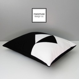 Black & White Outdoor Sunbrella?? Pillow Cover With Modern Geometric, Mid Century Throw Cushions For Pool/Patio Lounge Chairs, Mazizmuse - thumbnail 3