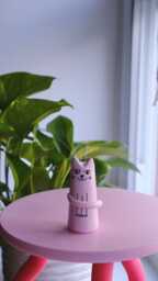 Handmade Pink Cat Vase/Whiskers Tiny For Fallen Pinky Decor Pinkish Desk Lovers - thumbnail 1