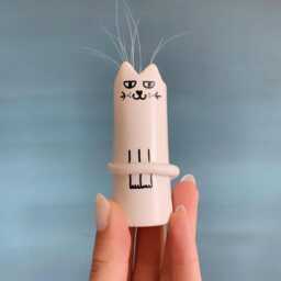 Handmade Pink Cat Vase/Whiskers Tiny For Fallen Pinky Decor Pinkish Desk Lovers - thumbnail 3