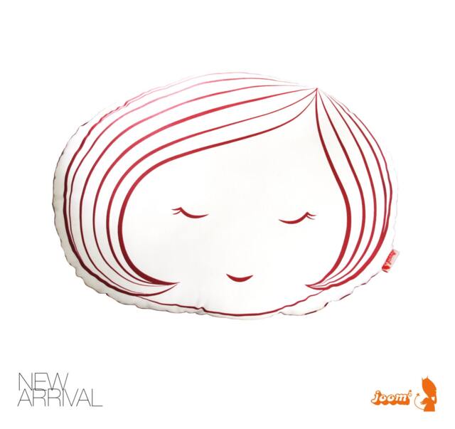 Limited Edition Girl Face Plush Pillow in Red Print - image 1