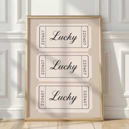 Lucky Beige Ticket Poster Retro Minimalist Wall Art, Print - thumbnail 2