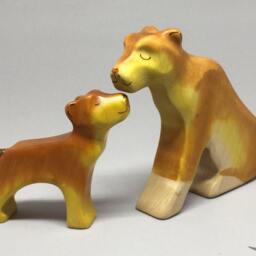 Toy Lion Baby Wooden Yellow Brown Colourful Standing Size 9, 0 X 7, 5 2, 0 cm - Bxhxs Approx. 27, 5 Gr - thumbnail 3
