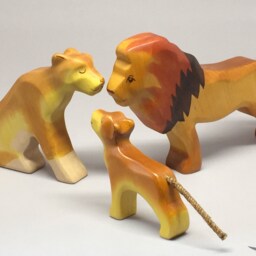 Toy Lion Baby Wooden Yellow Brown Colourful Standing Size 9, 0 X 7, 5 2, 0 cm - Bxhxs Approx. 27, 5 Gr - thumbnail 4