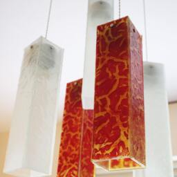 Art Glass Pendant Light Red Crackle Foyer Lighting - thumbnail 3