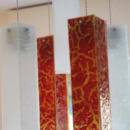 Art Glass Pendant Light Red Crackle Foyer Lighting - thumbnail 2