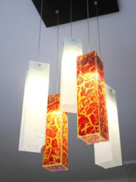 Art Glass Pendant Light Red Crackle Foyer Lighting