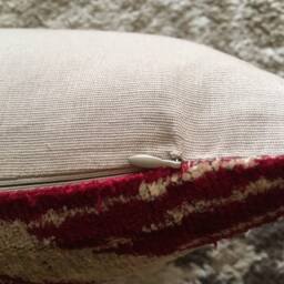 Red Floral Ikat Pillow Cover Handwoven Silk Velvet Cushion - thumbnail 3