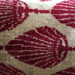 Red Floral Ikat Pillow Cover Handwoven Silk Velvet Cushion - thumbnail 4
