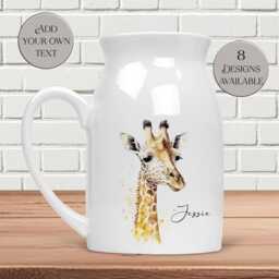 Watercolour Giraffe Milk Jug - Personalized Flower Vase Farmhouse Style Kitchenware Thoughtful Home D??cor - thumbnail 2