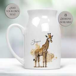 Watercolour Giraffe Milk Jug - Personalized Flower Vase Farmhouse Style Kitchenware Thoughtful Home D??cor - thumbnail 3