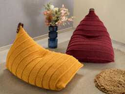 Mustard Floor Couch, Adult Bean Bag Chair, Filled, Ready To Use - thumbnail 1