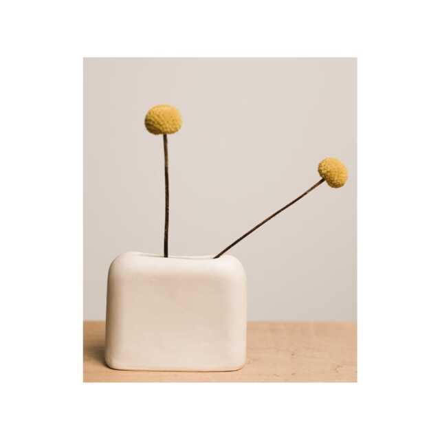 White Mini Bud Ceramic Vase - Handmade Flower Wedding Centerpiece Modern Minimalist Home Decor Desi Murphy Pottery - image 1