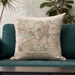 Os Map Linen Cushion For 4Th Or 12Th Wedding Anniversary Gift. Special Location - thumbnail 4