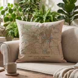 Os Map Linen Cushion For 4Th Or 12Th Wedding Anniversary Gift. Special Location - thumbnail 3