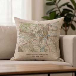 Os Map Linen Cushion For 4Th Or 12Th Wedding Anniversary Gift. Special Location - thumbnail 2