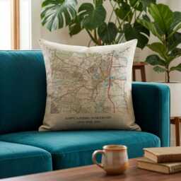 Os Map Linen Cushion For 4Th Or 12Th Wedding Anniversary Gift. Special Location - thumbnail 1
