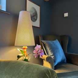 Checkerboard Cone Lampshade Extra Tall Black & White Checkerboard Cotton - thumbnail 2