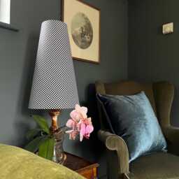Checkerboard Cone Lampshade Extra Tall Black & White Checkerboard Cotton