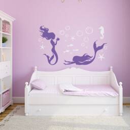 Mermaid Wall Decal Girls Room Nursery Decor, Vinyl Sticker P191 - thumbnail 1