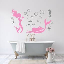 Mermaid Wall Decal Girls Room Nursery Decor, Vinyl Sticker P191 - thumbnail 2