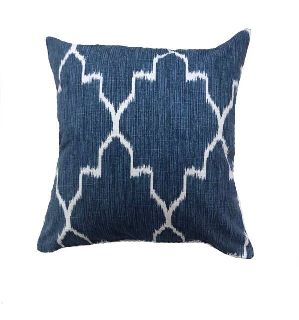 Navy Blue Ikat Pillow Cover, Porter Cotton Throw - image 1