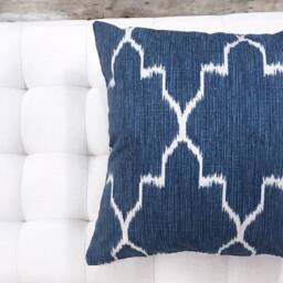 Navy Blue Ikat Pillow Cover, Porter Cotton Throw - thumbnail 2