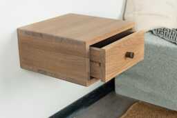 Floating Nightstand With Drawer in Solid Oak - Minimal Wall Hung