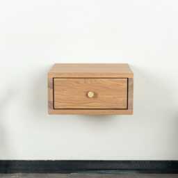 Floating Nightstand With Drawer in Solid Oak - Minimal Wall Hung - thumbnail 2