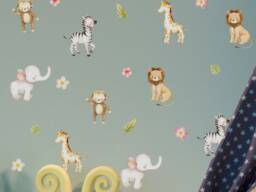 Floral Safari Animals Wall Sticker Pack, Jungle Stickers, Room Decor, Nursery, Decor