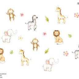 Floral Safari Animals Wall Sticker Pack, Jungle Stickers, Room Decor, Nursery, Decor - thumbnail 2