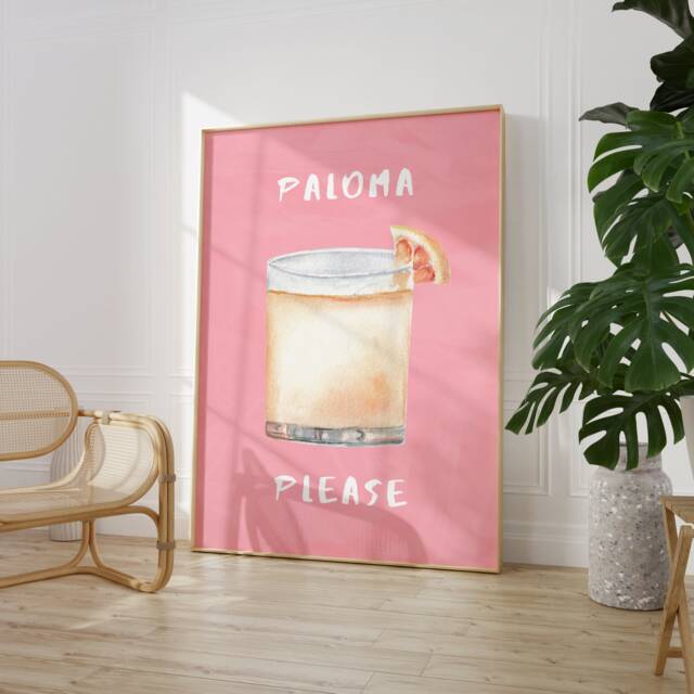 Paloma Print - Bar Cart Art Print, Cocktail Kitchen Wall Art, Poster Mixology Decor, Alcohol - image 1