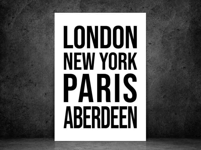 Aberdeen Iconic Bold City Scotland Print Poster - Scotland Gift Bespoke A5 A4 A3 Framed Or Unframed - image 1