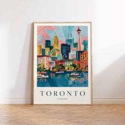 Toronto Travel Poster Colorful Canadian Cityscape Art - thumbnail 3