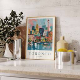 Toronto Travel Poster Colorful Canadian Cityscape Art - thumbnail 2