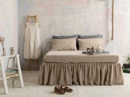 Linen Bed Skirt-Washed Linen Skirt-Ruffled Skirt-Shabby Chic Bedskirt-Available in Any Sizes - thumbnail 1