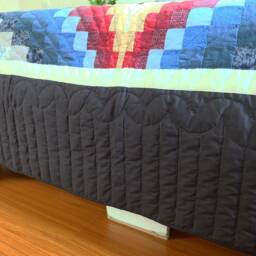 Custom Twisted Bargello Quilt, Blue & Red Amish Hand-Quilted Patchwork, Cotton Bedspread For Queen King Cal King, Heirloom Bed Cover Gifts - thumbnail 4
