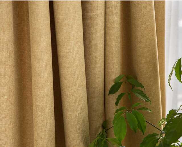 Yellow-Beige Heavy Weight Minimalist Blackout Curtains Set Of 2 Mid Century Modern Window Drapery Nursery Bedroom Thermal Insulating Panels - image 1
