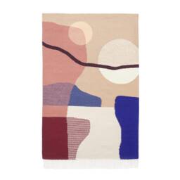 Hand Made Area Rug Of Recycled Wool Deimos - Moon & Fiords Landscape Flat Woven Floor Or A Textile Wall Hanging Kilim Carpet - thumbnail 3