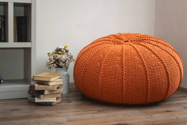 Orange Bean Bag Chair, Giant Living Room Accent Chair For Adults/Children, Floor Unfilled - image 1
