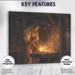 Traditional Japanese Blacksmith Forge Workshop Sparks Canvas Wall Art Print Decor Picture Ready To Hang - thumbnail 1