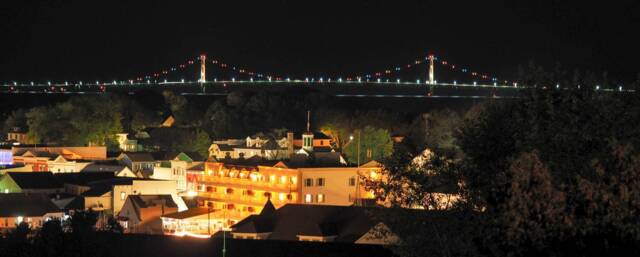 Mackinac Bridge Night Photo Island Panorama Art Print - 8.5 X 18 In - image 1