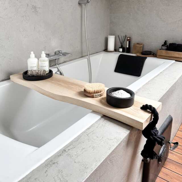 Live Edge Wood Bath Caddy - Handmade Tray With Rope Detail For Relaxing Soaks - image 1