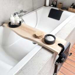 Live Edge Wood Bath Caddy - Handmade Tray With Rope Detail For Relaxing Soaks - thumbnail 2