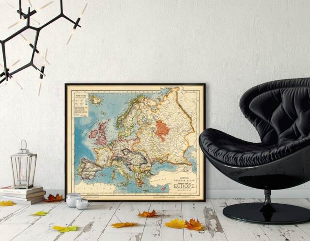 Old Map Of Europe - Letts's Popular Atlas Political Print - image 1