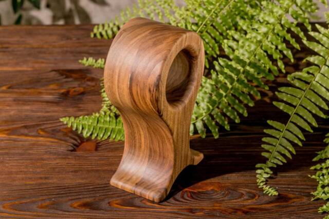 Walnut Headphone Stand, Handmade Brown Wood Stylish Desk Organizer, Perfect Gift For Music Lovers, Natural Texture High Quality - image 1