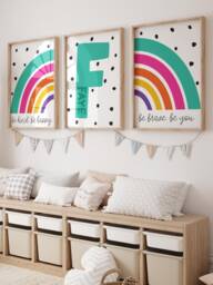 Set Of 3 Girls Bedroom Prints, Positive Affirmation Decor, Motivational Inspirational Wall Art, Playroom - thumbnail 1